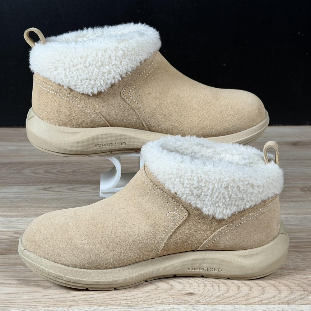 KURU Boots Womens Size 8.5 Beige Tan Draft Lahti Suede Shearling Slip On Cozy - Picture 3 of 9